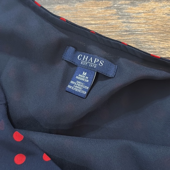 Chaps navy & red polka dot A-line skirt Sz Med - Picture 4 of 4